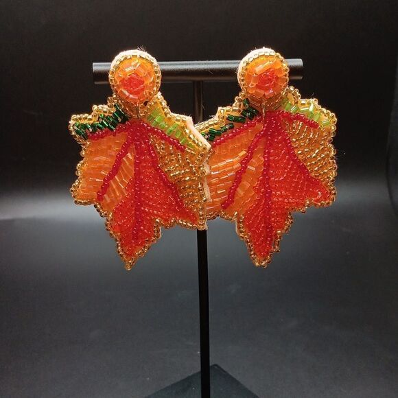 New Fall Thanksgiving Earrings Beaded Dangle Autumn Holiday Jewelry - Picture 1 of 3